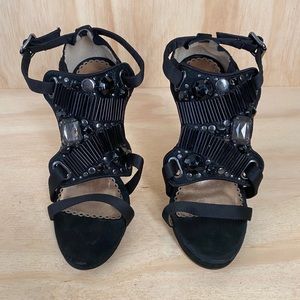 Bebe Black Jeweled Heels